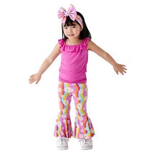 Bums & Roses Girls  Disco Daysies Top & Bell Bottoms Set, Multicolor